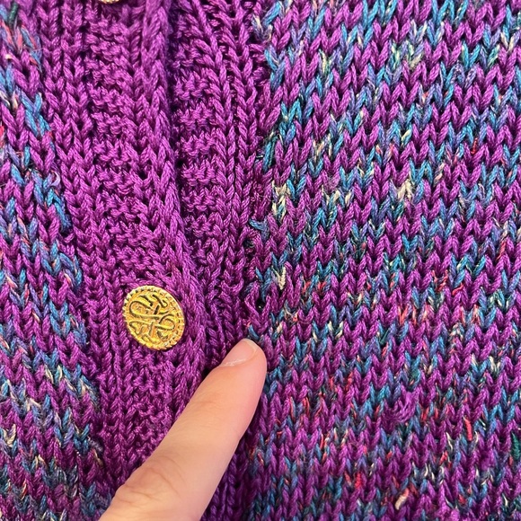 Vintage Peruvian Connection Purple Knit Sweater/Cardigan - Picture 4 of 9